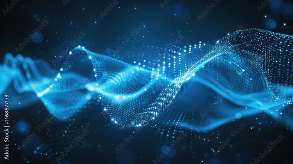 Poster abstract line waves, digital waves, business graph waves and technology graph, abstract blue technol