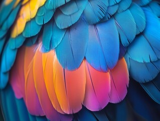 Fototapeta premium Colorful feathers in the background, mobile wallpaper, colorful feathers, colorful feathers, colorful feather art wallpaper, colorful feathers wallpaper. 