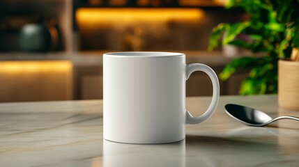 Elegant Coffee Cup Mockup in Modern Kitchen Setting. Generative AI