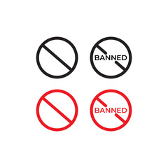 Restricted banned circle icon, Warning icon, Forbidden icon, No entry vector illustration