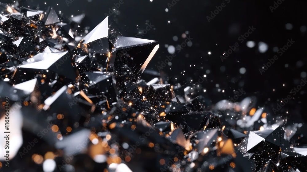 Aufkleber a close-up view of sparkling, angular crystal formations against a dark background.