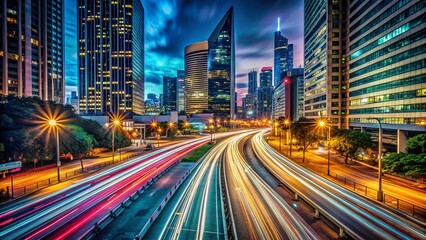 Obraz premium City Lights Long Exposure Blurred Motion Night Photography