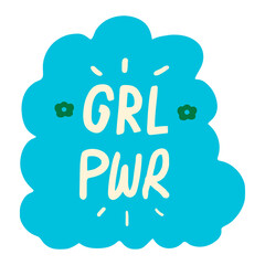 Girl power png sticker collage in blue