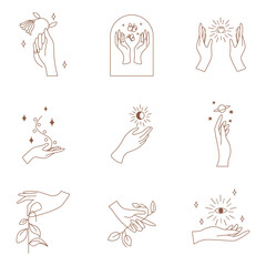 Hand png aesthetic logo element set