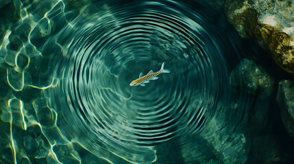 Tiny Fish Dancing in Circular Ripples: Capturing Tranquility and Harmony in Nature's Design