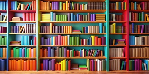 Colorful Bookshelf Overflowing with Books -  Perfect for Education and Reading Concepts