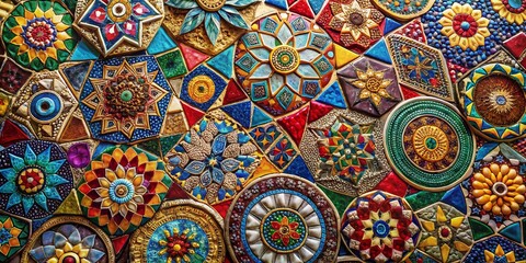 Colorful Geometric Mosaic Abstract Art: Chaos & Order in Vibrant Shapes