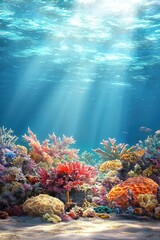 Fototapeta premium Coral reef scene showcasing the delicate balance of marine biodiversity.