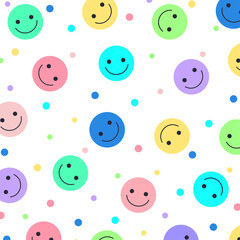 Colorful cute background with happy emotions, perfect for wrapping paper or children's backgrounds.