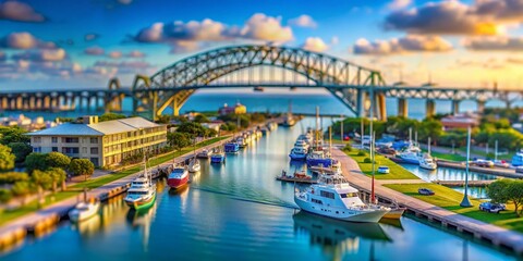 Fototapeta premium Corpus Christi Harbour Bridge Tilt-Shift Miniature Cityscape