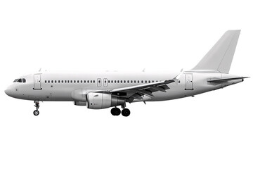 Isolated White Airplane Side View