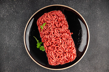 minced meat fresh beef, pork meat tasty eating cooking meal food snack on the table copy space food...