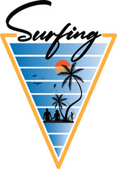Surfing T shirt design, vector, apparel, template, eps 10, typography t shirt, vintage