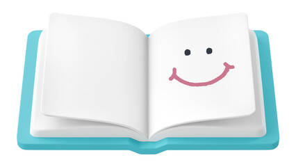Smiling book png sticker, 3D emoticon illustration, transparent background