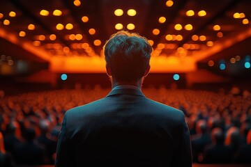 Business Coach Leading Seminar with Engaging Lighting