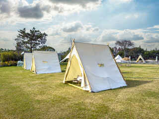 Cozy Glamping Tents Set Against a Beautiful Natural Landscape