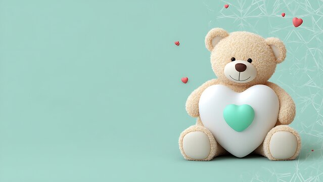 Charming Valentine's Day Teddy Bear Graphics with Pastel Hearts and Sweet Messages