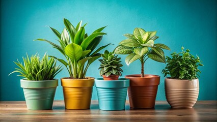 Fototapeta premium Cute Houseplants in Pots: Simple Line Art Portrait Photography