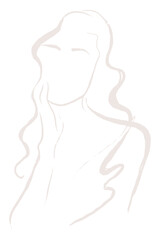 Aesthetic woman png sticker, drawing illustration, transparent background