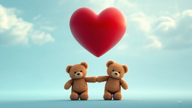 Charming Valentine's Day Teddy Bear Graphics with Pastel Hearts and Sweet Messages