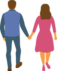 Romantic Couple Walking Together Illustration for Love and Relationship-Themed Creative Projects

