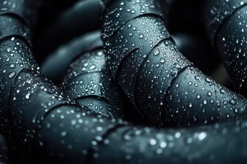 Industrial Tubing with Condensation Droplets in Macro Shot