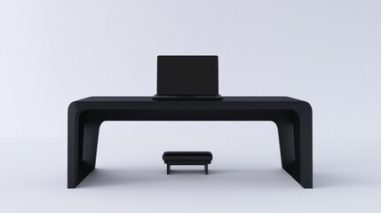 Fototapeta premium Futuristic Ergonomic Workstation with Angled Laptop Stand and Footrest in Cinematic Setting