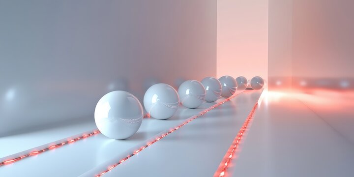 A visual of a chain reaction in a controlled environment, showing objects or events triggering one another.