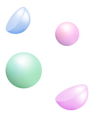 3D rendering png pastel geometric shape sticker, collage element on transparent background