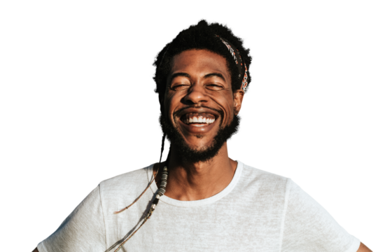 Happy black man png, transparent background