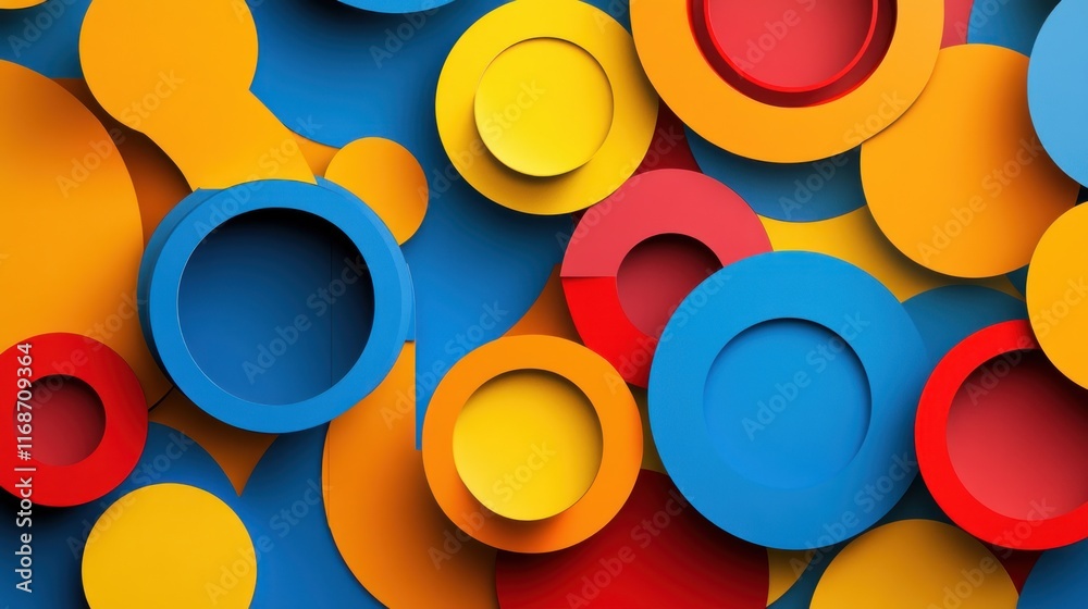Aufkleber a colorful abstract arrangement of circular shapes in various sizes and colors.