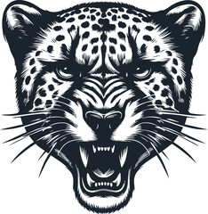 Ferocious Cheetah Head Illustration with Intense Expression
