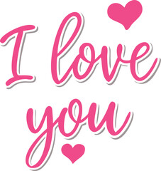 I Love You Text Design with Pink Hearts for Romantic Valentines Day and Love-Themed Projects

