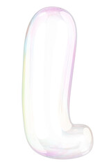 l png letter sticker, 3D transparent holographic bubble
