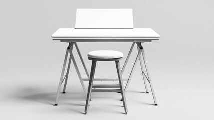 Creative Workspace: Ergonomic Drafting Table and Cushioned Stool for Ultra-Detailed Sketching