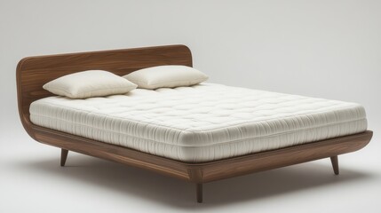 Stylish wooden bed with modern design showcasing soft, plush mattress and elegant simplicity for contemporary bedrooms