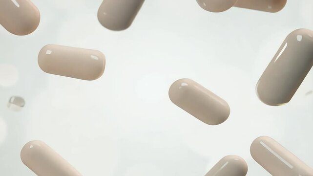 Watch pristine white pills cascading slow motion light background striking visual representation pharmaceuticals modern medicine