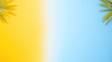 Fototapeta premium A vibrant gradient background with palm leaves for design use.