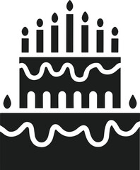 Birthday Cake Silhouette Vector Illustration with Candles