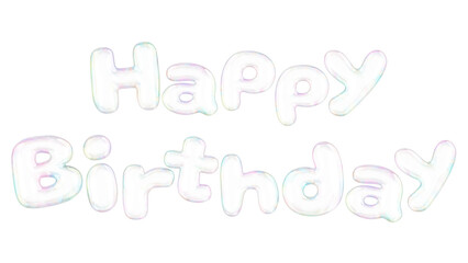 Happy birthday png 3D word sticker, transparent balloon design