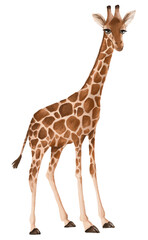 Obraz premium Giraffe png sticker, cute animal illustration, transparent background