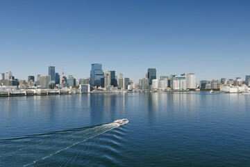 Obraz premium レインボーブリッジから見た汐留方面の風景