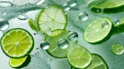 Fresh lemon and lime slices float in sparkling water creating a refreshing beverage ambiance - Powered by Adobe