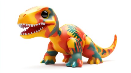 A colorful toy dinosaur with a playful design, ideal for children?s play and imagination.