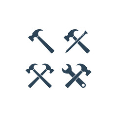 Hammer icons set illustration isolated vector sign symbol.