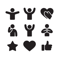 set of icons of people, heart and star .