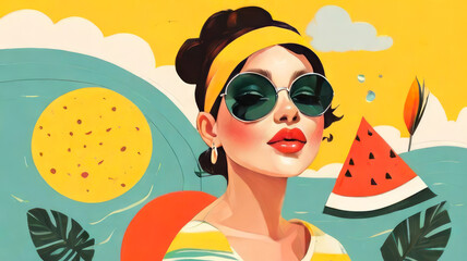  collage in vintage style with pastel colors representing concept about holiday travel and vacation.