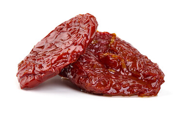 Sun-dried tomatoes isolated on white background.