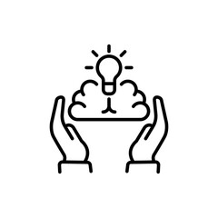 Brainstorming outline icons, minimalist vector illustration ,simple transparent graphic element .Isolated on white background