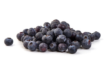 Fresh ripe blueberries, isolated on white background.